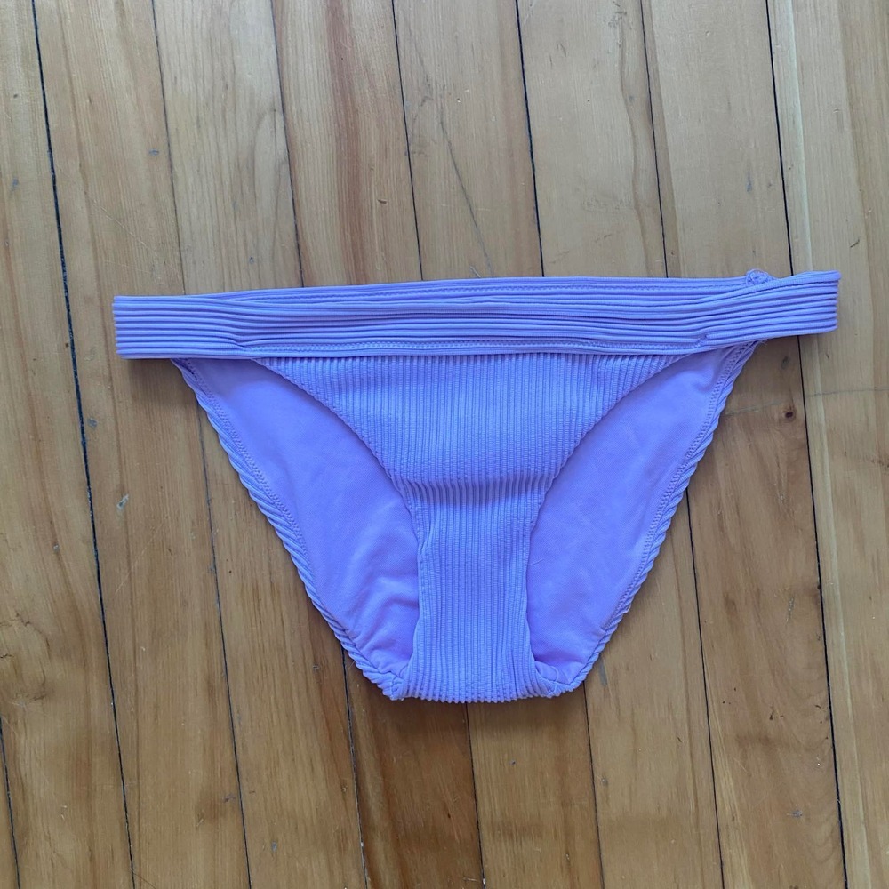 Hollister Swim Bikini Bottoms Lavender Ribbed Low Rise Medium